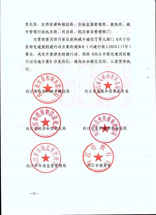 內江市九部門印發《內江市綠色建筑創建行動實施方案》