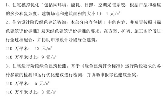 綠色建筑咨詢收費標(biāo)準(zhǔn)（三星）