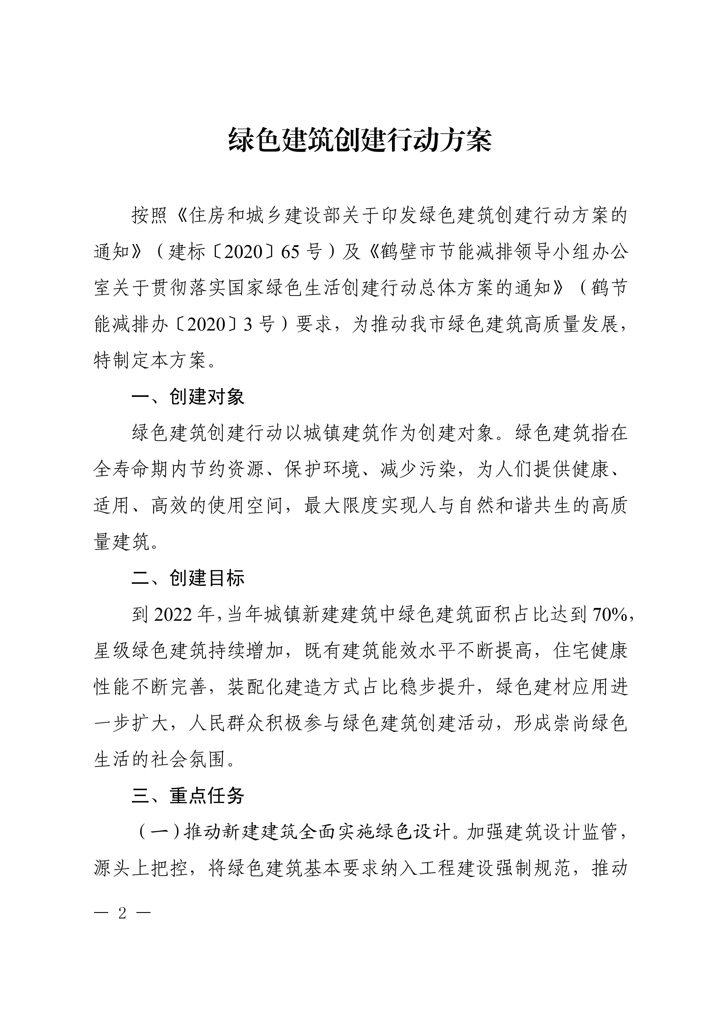 鶴建綜【2020】65號|鶴壁市住房和城鄉(xiāng)建設局關于印發(fā)《綠色建筑創(chuàng)建行動方案》的通知